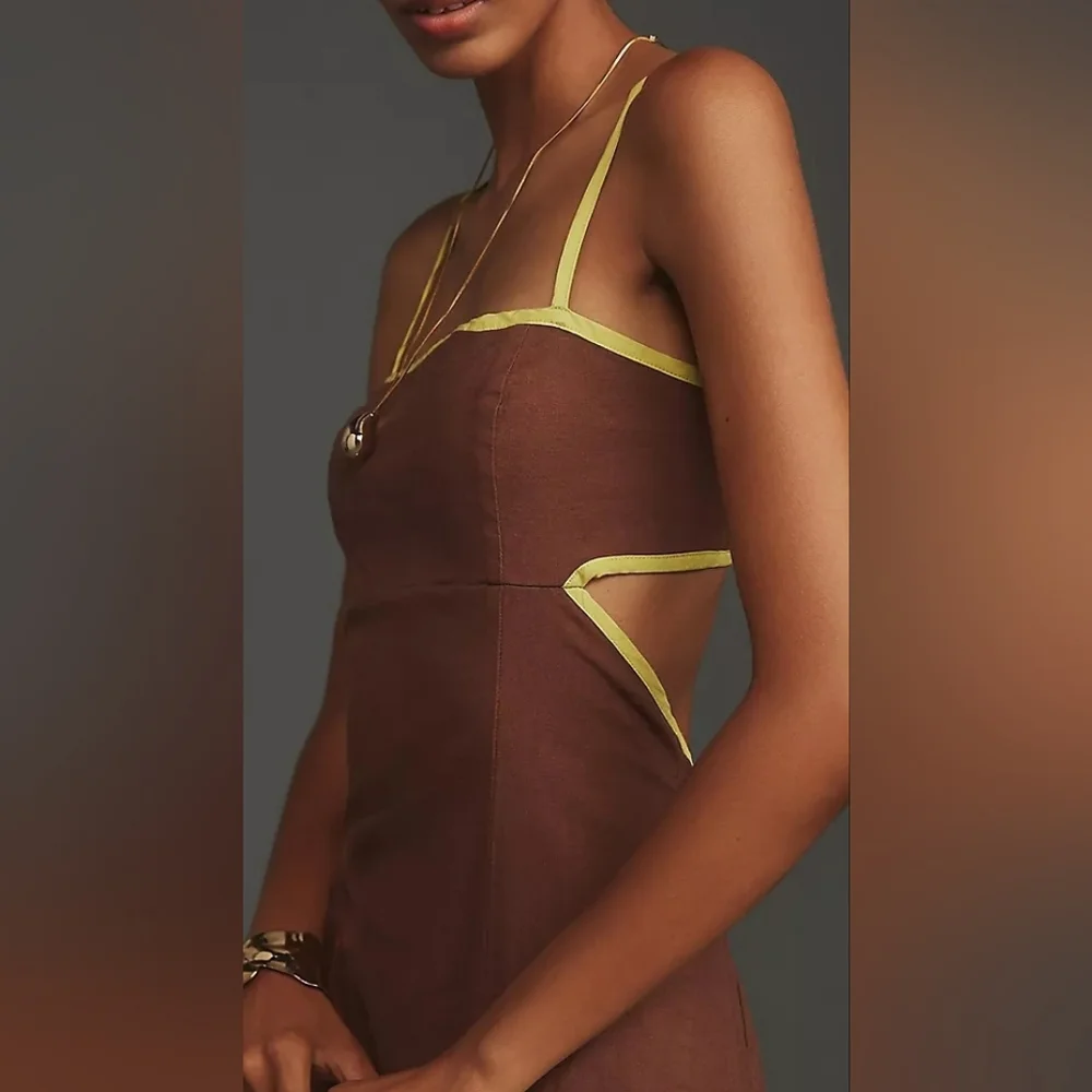 Anthropologie Maeve The Dafni Cutout Linen Midi - Picture 3 of 5